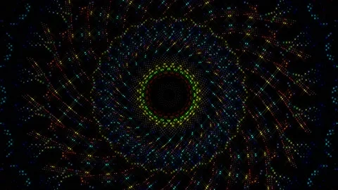 Bright abstract light governing full color, kaleidoscope, black background 스톡 동영상 225658416