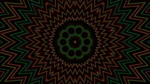 Bright abstract light governing full color, kaleidoscope, black background Video stock 229390440