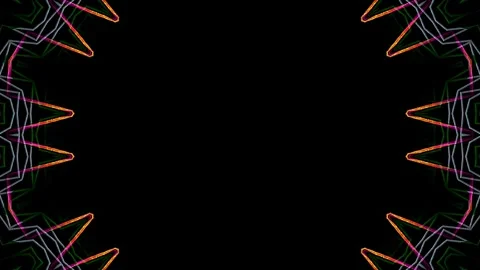 Bright abstract light governing full color, kaleidoscope, black background Video stock 250451222