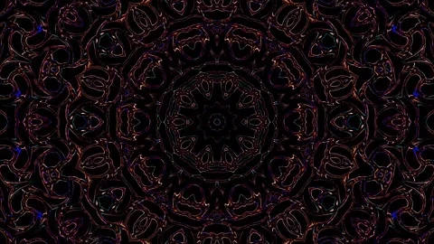 Bright abstract light governing full color, kaleidoscope, black background Stock Footage 252170458
