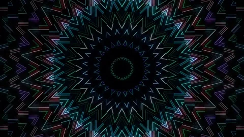 Bright abstract light governing full color, kaleidoscope, black background Stock Footage 252208576