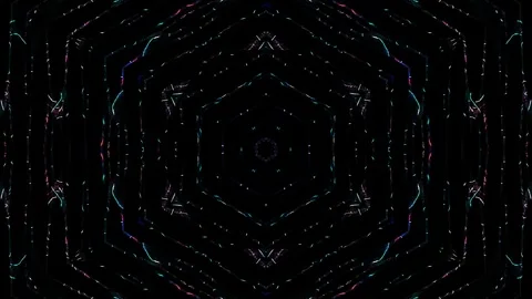 Bright abstract light governing full color, kaleidoscope, black background Stock Footage 257124289