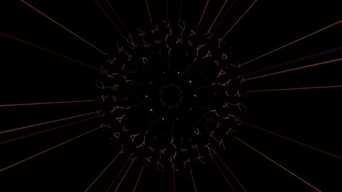 Bright abstract light governing full color, kaleidoscope, black background Video stock 265072638