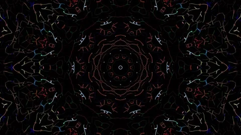 Bright abstract light governing full color, kaleidoscope, black background 스톡 동영상 265072882