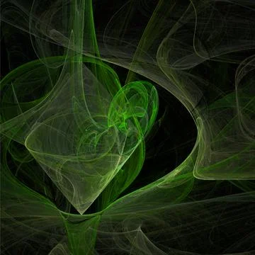 Bright abstract linear background, green digital drawing on black, graphics, Stock Illustration