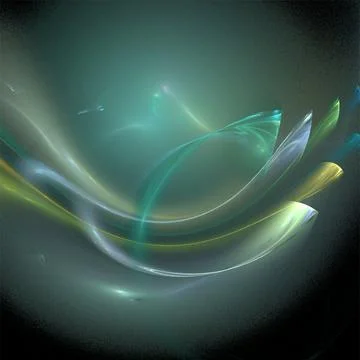 Bright abstract linear background, green digital drawing on black, graphics Stock Illustration