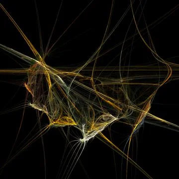 Bright abstract linear background, light digital drawing on black Stock Illustration