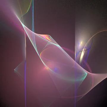 Bright abstract linear background, pink purple digital drawing on black Stock Illustration