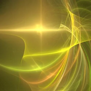 Bright abstract linear background, yellow-orange digital drawing on black, gr Stock Illustration