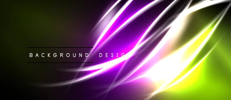 Bright abstract lines create dynamic visual effect. Purple, yellow, white hue Illustrazione stock