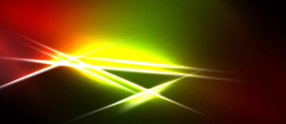 Bright abstract lines intersect. Colors blendred, yellow, greenover dark Stock Illustration