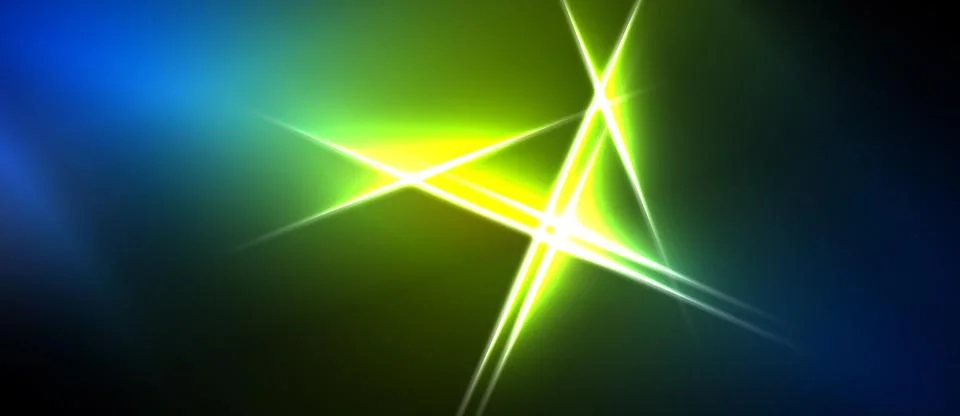 Bright abstract lines intersect. Vivid blue, green, yellow hues create dynami Stock Illustration