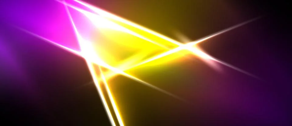 Bright abstract lines intersect. Vivid purple, yellow hues dominate dark Illustrazione stock