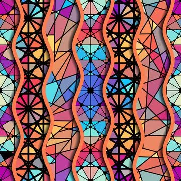 Bright abstract mosaic seamless pattern. Vector background. Endless texture Stock Illustration