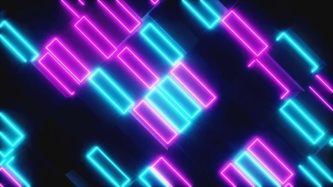 Bright abstract moving structure of rectangles with neon elements. Fluorescent Stock Footage 116909701