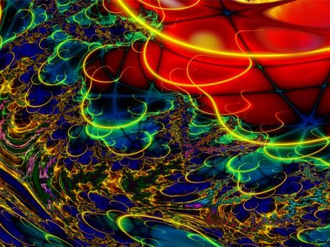 Bright abstract pattern of bright and luminous lines, wallpaper Stock Illustration