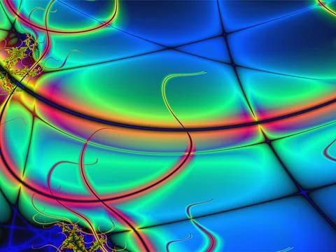 Bright abstract pattern of bright and glowing lines in blue tones Stock Illustration
