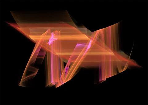 Bright abstract pattern of orange broken waves on a black background, glowing Stock Illustration