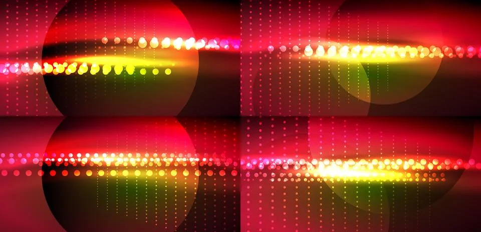 Bright abstract patterns. Red, yellow glows create dynamic visual effect. Dot Stock Illustration