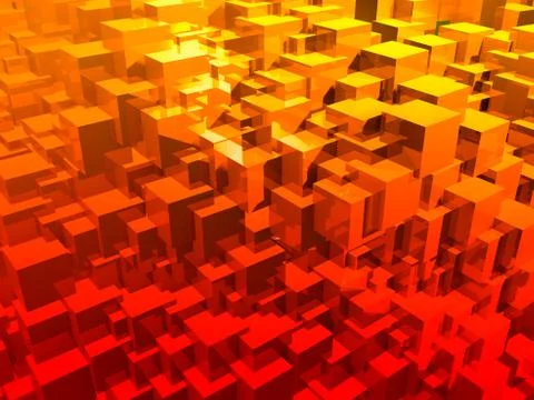 Bright abstract red cubes. 3d illustration. Illustrazione stock