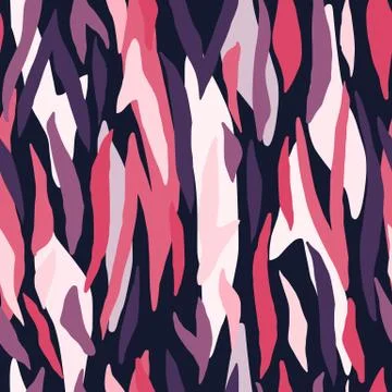 Bright abstract seamless pattern with animal leather stripes ornament. Pink,  Illustrazione stock