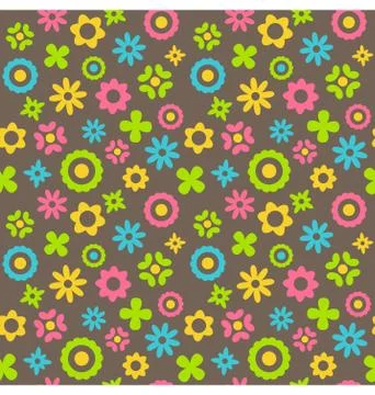 Bright abstract seamless pattern with flowers Stock Illustration