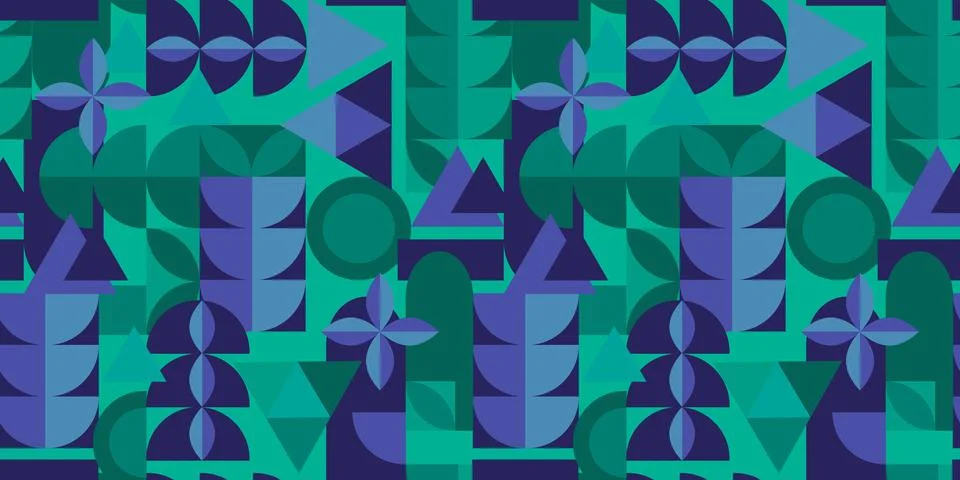 Bright abstract seamless pattern in modern Bauhaus style. Stock Illustration
