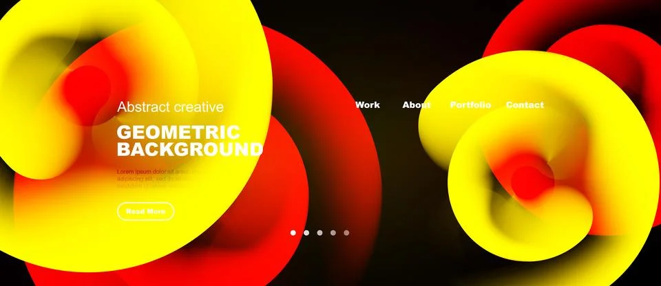 Bright abstract shapes form dynamic background. Yellow, red hues dominate d.. Illustrazione stock