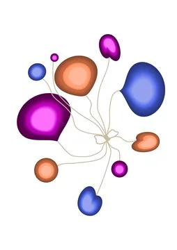 Bright abstract shapes on strings. Stock Illustration