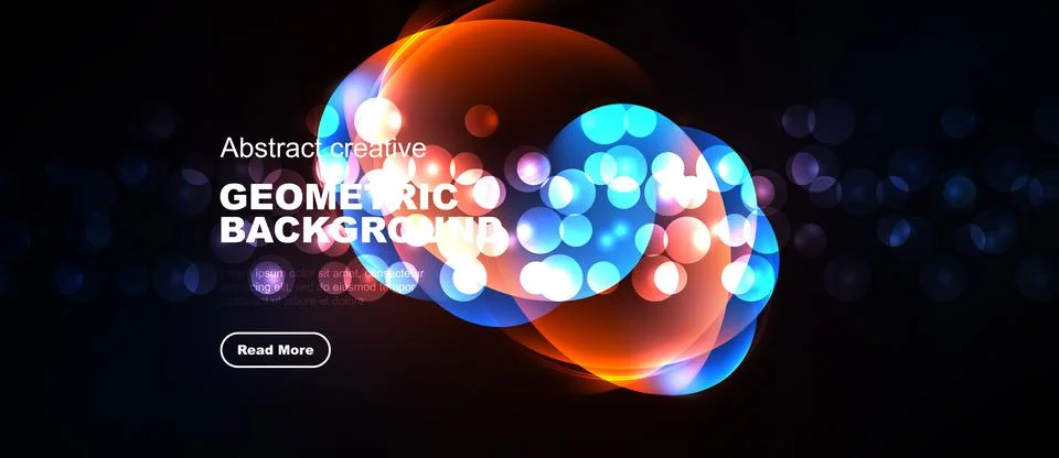 Bright abstract sphere glows against dark backdrop. Orange, blue hues blend, Stock Illustration