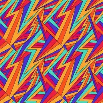 Bright abstract stripes. Geometric seamless pattern. Dynamics and energy. Stock Illustration