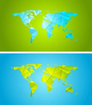 Bright abstract tech polygonal world map design Bright abstract tech polyg... Stock Photos
