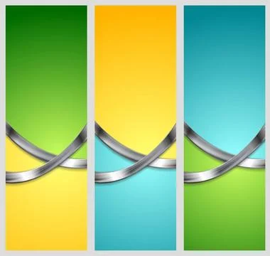 Bright abstract tech vertical banners with metal waves Bright abstract tec... Foto stock