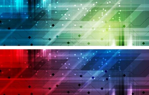 Bright abstract technology headers banners 스톡 일러스트