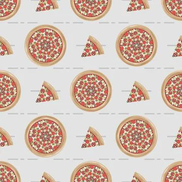 Bright abstract vector colored Pizza seamless pattern Stock Illustration