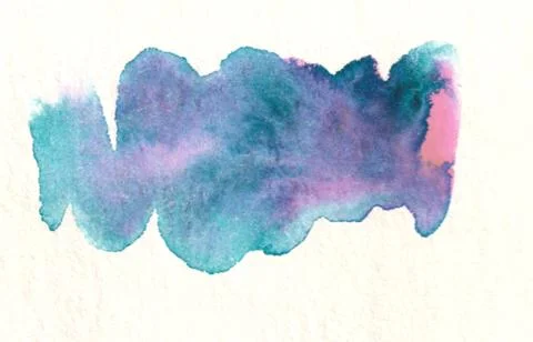 Bright abstract watercolor two-tone spots turquoise and pink Stock Illustration