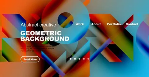 Bright abstract website design. Geometric shapes, vibrant colors, text elements イラスト素材