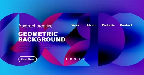 Bright abstract website header. Geometric shapes, blue purple gradients dominate Stock Illustration