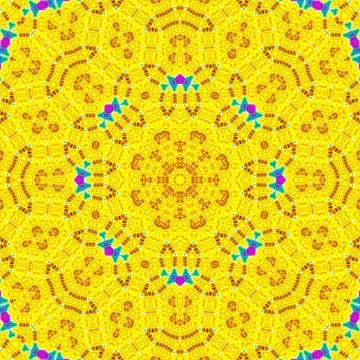 Bright abstract yellow kaleidoscopic pattern Illustrazione stock