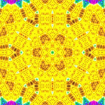 Bright abstract yellow kaleidoscopic pattern Illustrazione stock