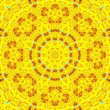 Bright abstract yellow kaleidoscopic pattern イラスト素材