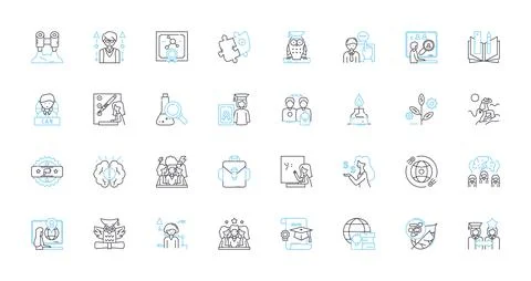 Bright academy linear icons set. Learning, Education, Success, Growth Stock Illustration