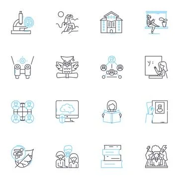 Bright academy linear icons set. Learning, Education, Success, Growth Stock Illustration