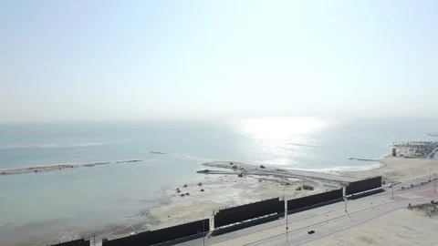 Bright Aerial View of Al Khobar Reclamation Coastline Saudi Arabia Stock Footage 335034742