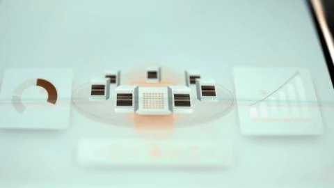 Bright AI architecture dashboard presents connected modules Stock Photos