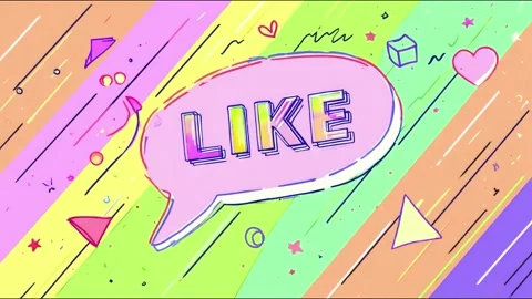 Bright and colorful animation emphasizing the word like against a vibrant backgr Stock Footage 313382232