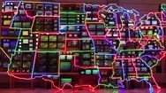 A Bright And Colorful Neon Art Installation At The American Art Museum In Stock Footage