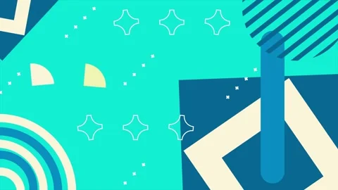 Bright and dynamic abstract geometric pattern bold shapes on blue background Stock Footage 313024390