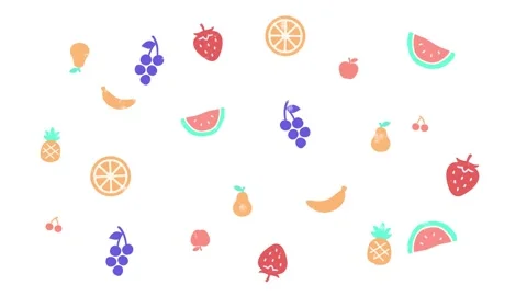 Bright and fresh fruit icon loop animation on clean white background Stock Footage 317391563