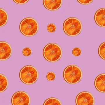 Bright and juicy orange pattern on a pink background	 Stock Illustration